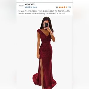 Burgundy Sequin Mermaid Dress